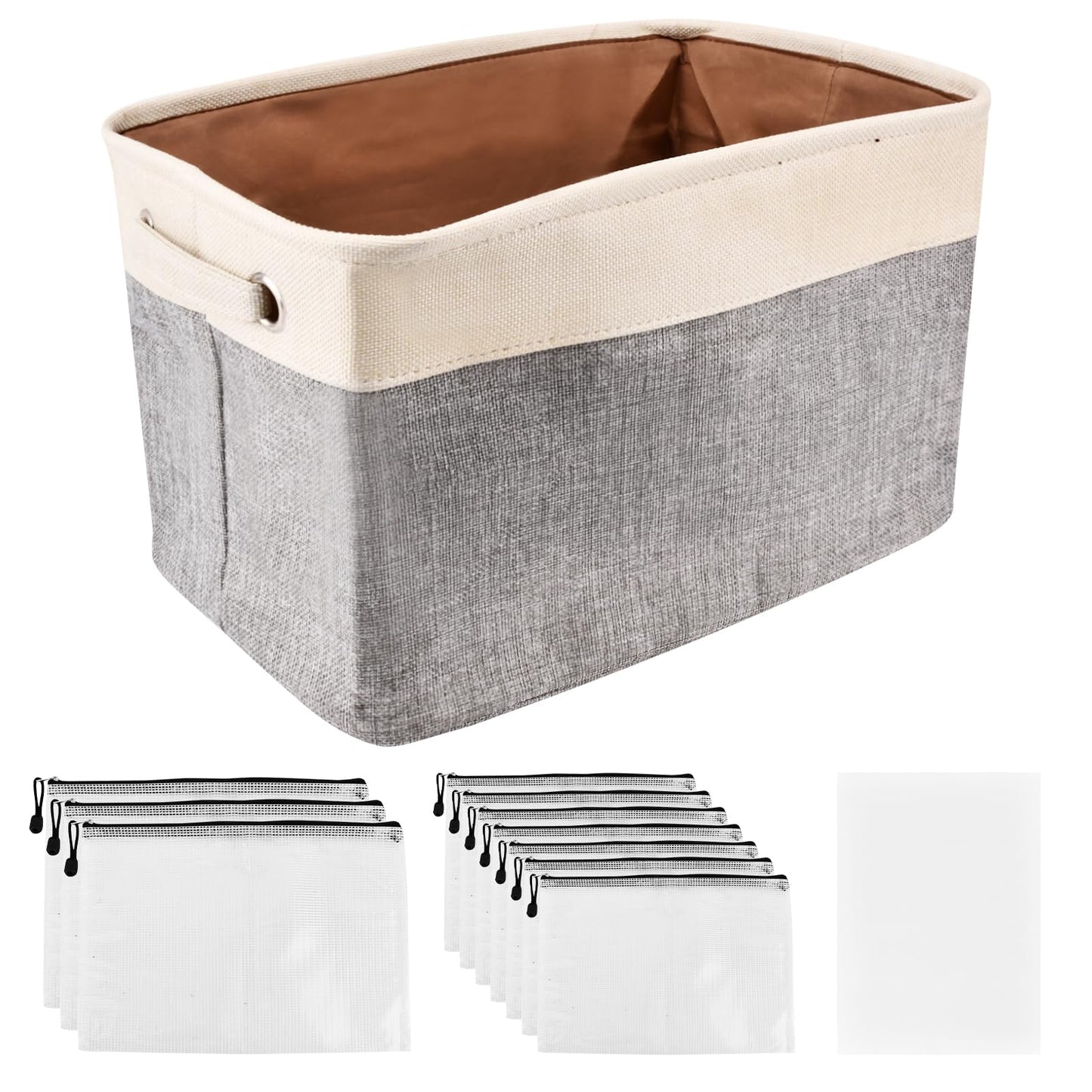 NINEFOX Board Game Storage, Board Game Organizer, with 10 Pcs Zipper Bags and 20 Sheets Writable Stickers, Suitable for Puzzle Storage, Toys, Document (1 Pack-Grey)