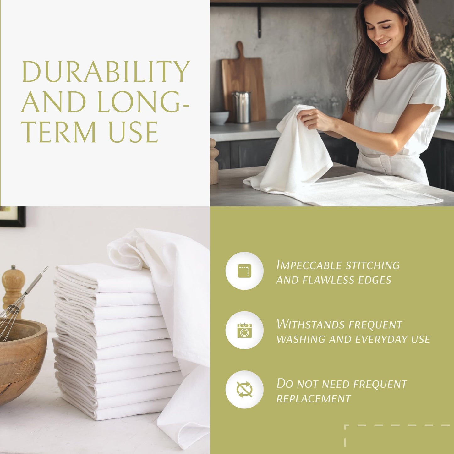 Wealuxe Flour Sack Dish Towels for Kitchen, 12 Pack, 28x28 - Lint-Free, Super-Absorbent Cotton Tea Towels for Kitchen Drying, Bread Proofing, Baking, Crafting, Embroidery