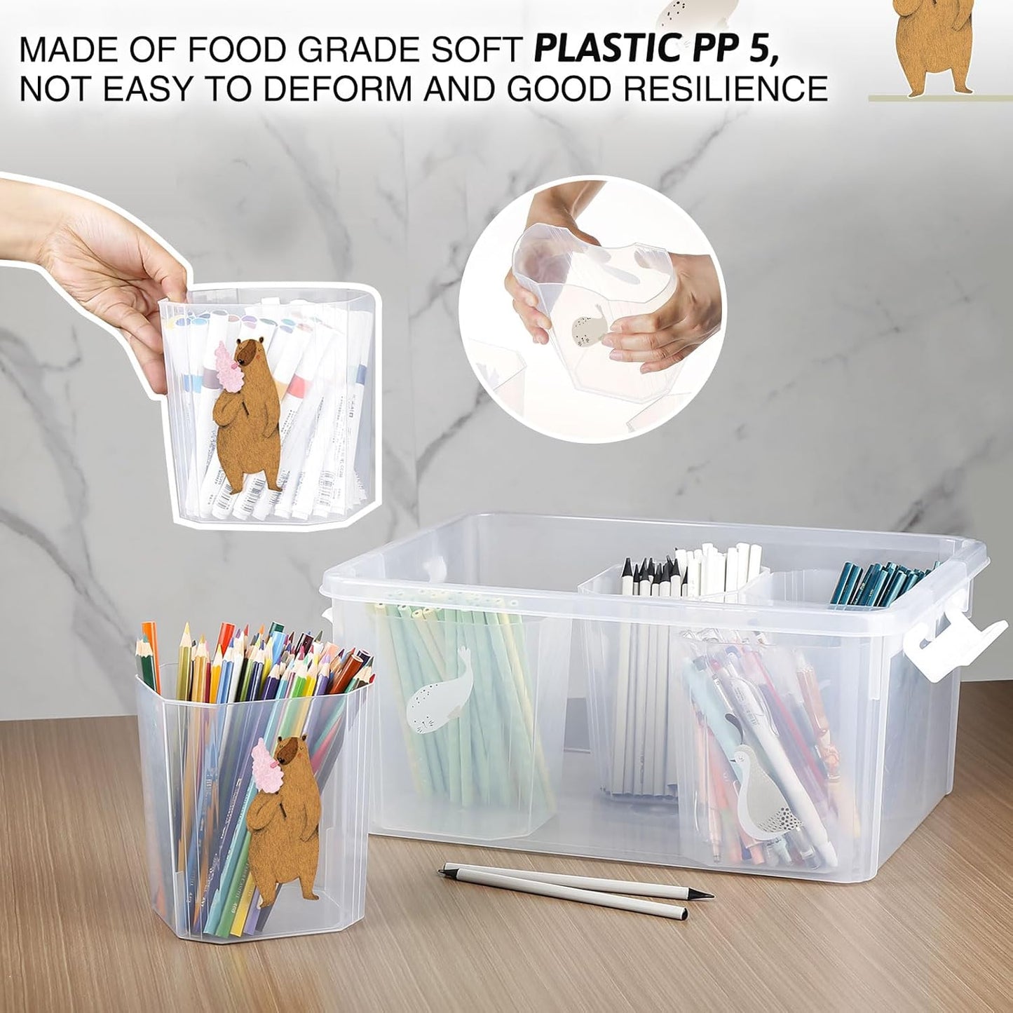 Loobuu 17QT Plastic Storage Bin with Lid - Stackable Clear Organizer Box for Art Supplies & Toys