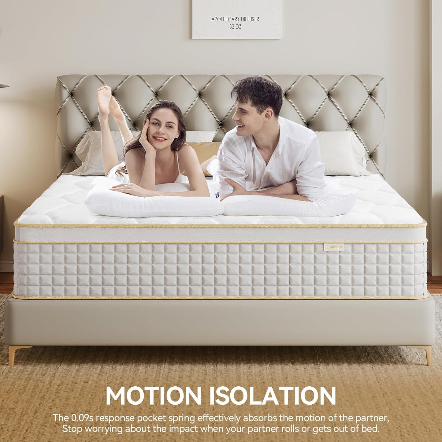 Skiennix Hybrid Mattress - Medium Firm Memory Foam & Pocket Springs - Twin Size, 10 Inch, Black