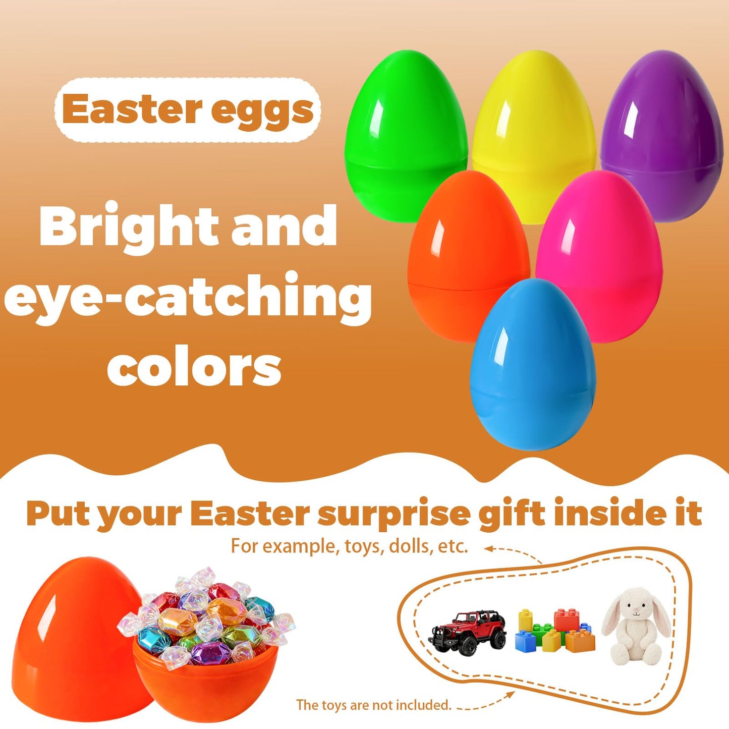 Jyluma 18 Pack 5 Inch Large Easter Eggs Big Colorful Easter Eggs for Refillable Basket Fillers Flat Bottom Plastic Easter Eggs Empty Surprise Eggs for Easter Hunt Party Favor