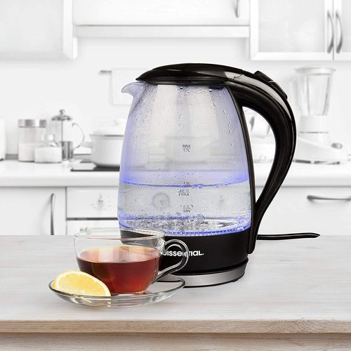 Electric Water Tea Kettle (1.7Liters) -Fast Heating w Auto Shut-Off, Boil-Dry Protection & Cool Touch Handle- Non Slip 360° Rotary Base -30" Cord Wraps into Base for Easy Storage & Cordless Serving