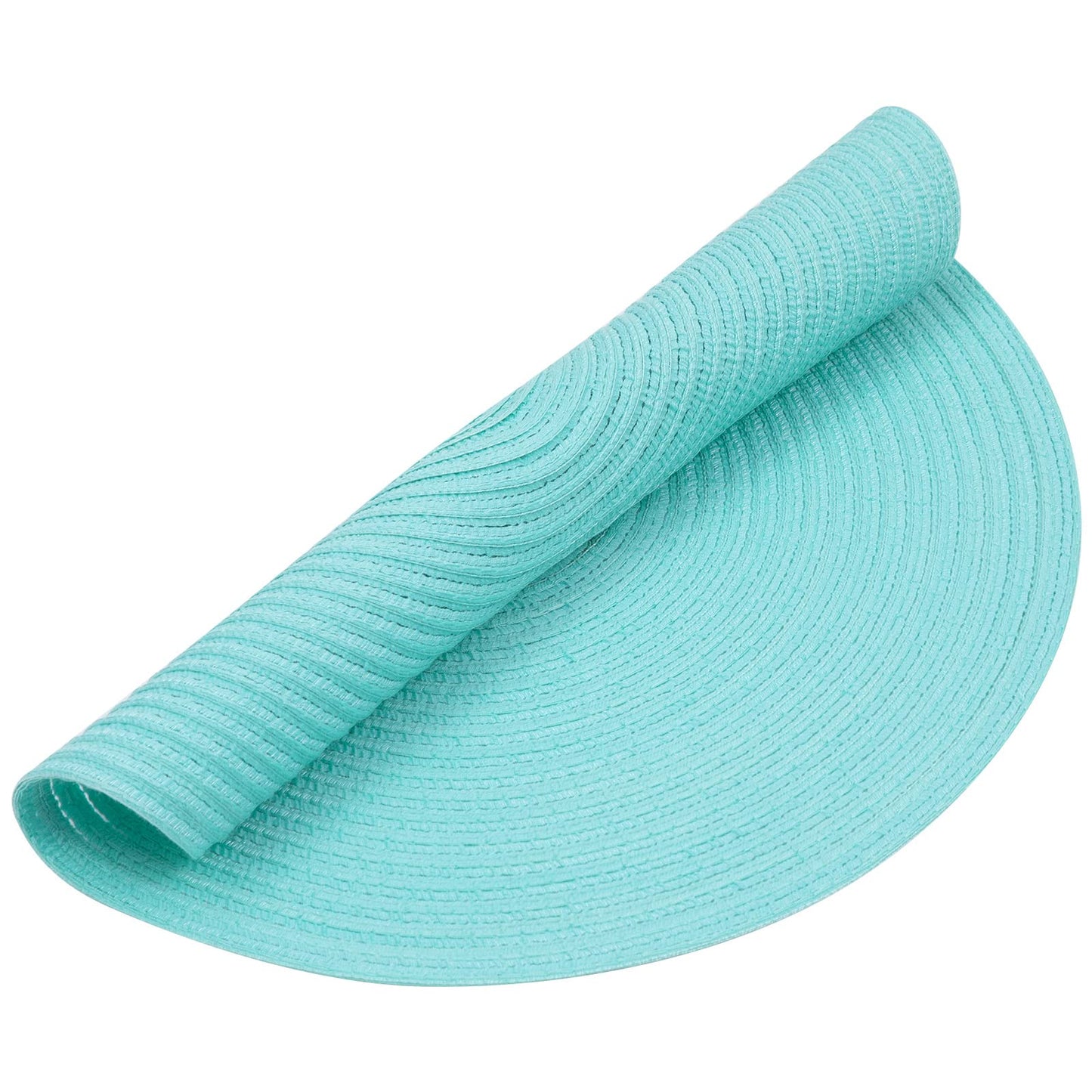 SHACOS Round Placemats Set of 4 Washable 15 inch Round Table Mats Cotton Polyester Woven Braided Place Mats for Dining Table Wedding Party Decor (Aqua, 4)