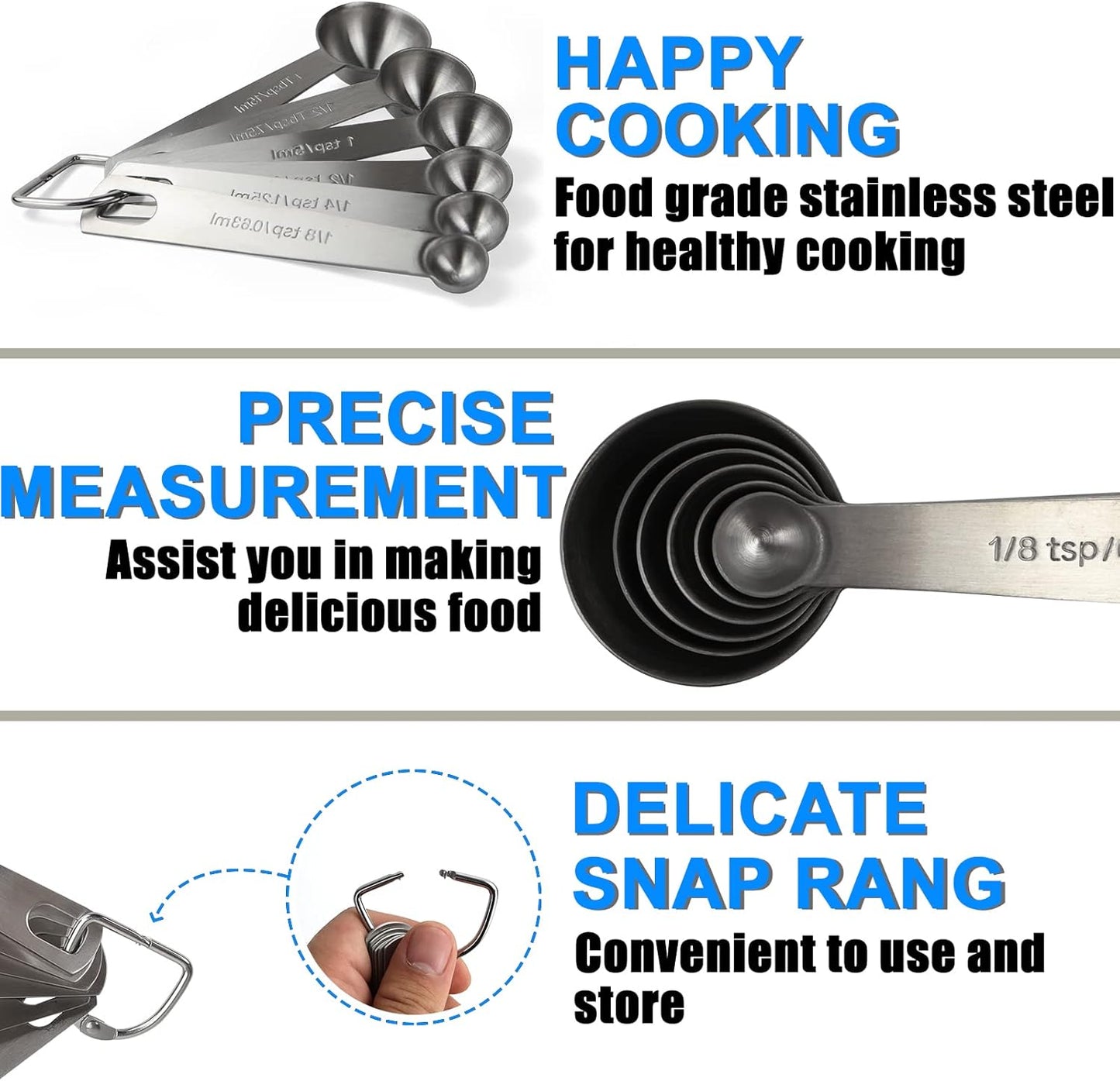Premium Heavy Duty Stainless Steel Measuring Spoons Set by [Brand Name] | 6-Piece with Metric & US Measurements