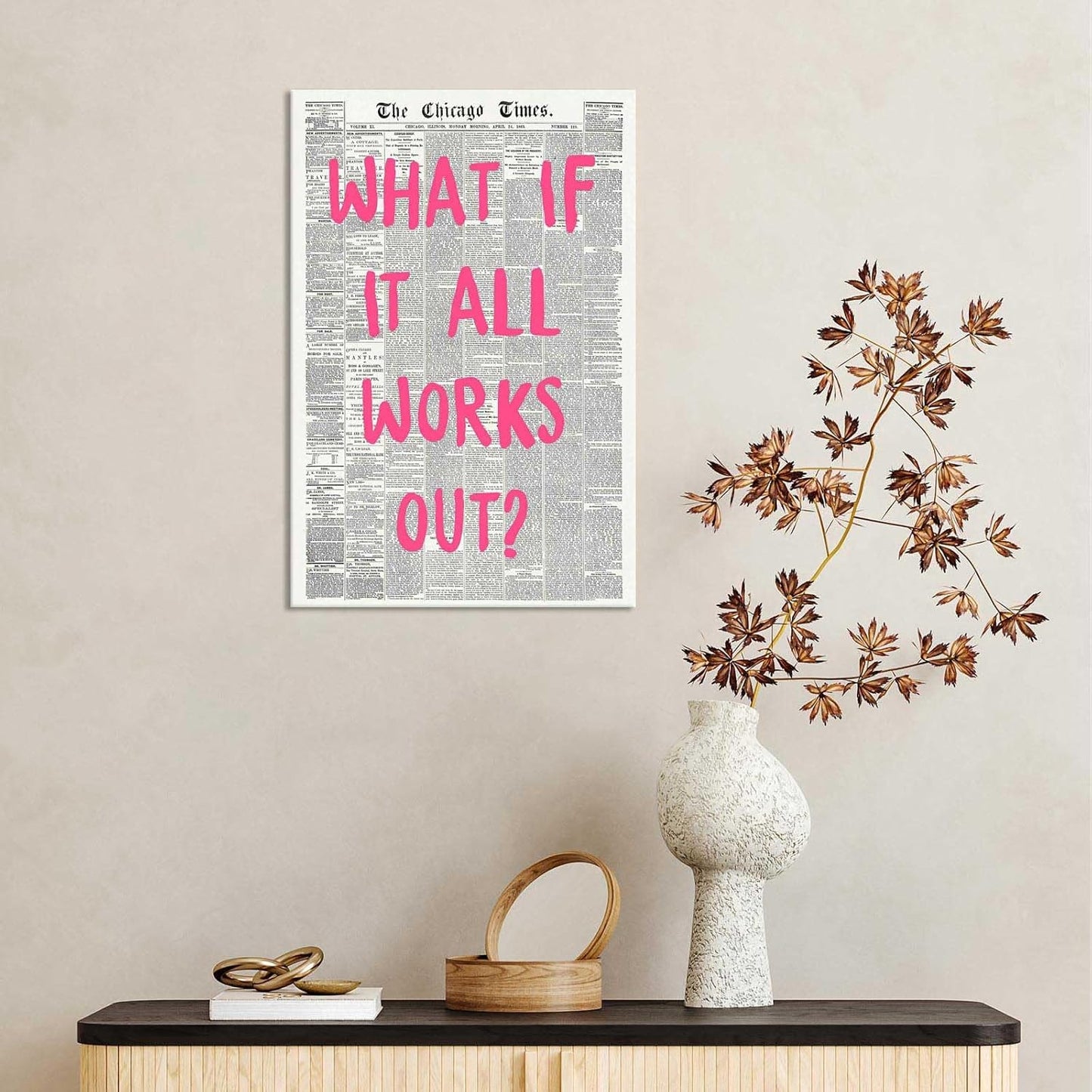 Skiennix Retro Newspaper Poster - Positive Affirming Quote Canvas Wall Art | 24x36in Framed Decor