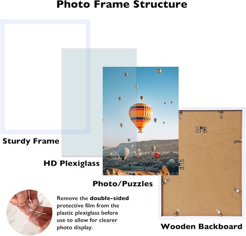 JCJMY 20x27 Picture Frame - White Puzzle & Photo Display | Horizontal & Vertical Wall Hanging