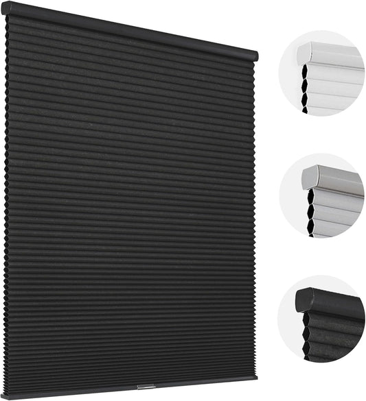 Joydeco Cellular Shades Cordless, Blackout Shades Cellular Blinds for Indoor Windows, Blackout Blinds Honeycomb Blinds Window Shades for Thermal Insulated & Noise Reduction (Black, 35" W x 64" H)