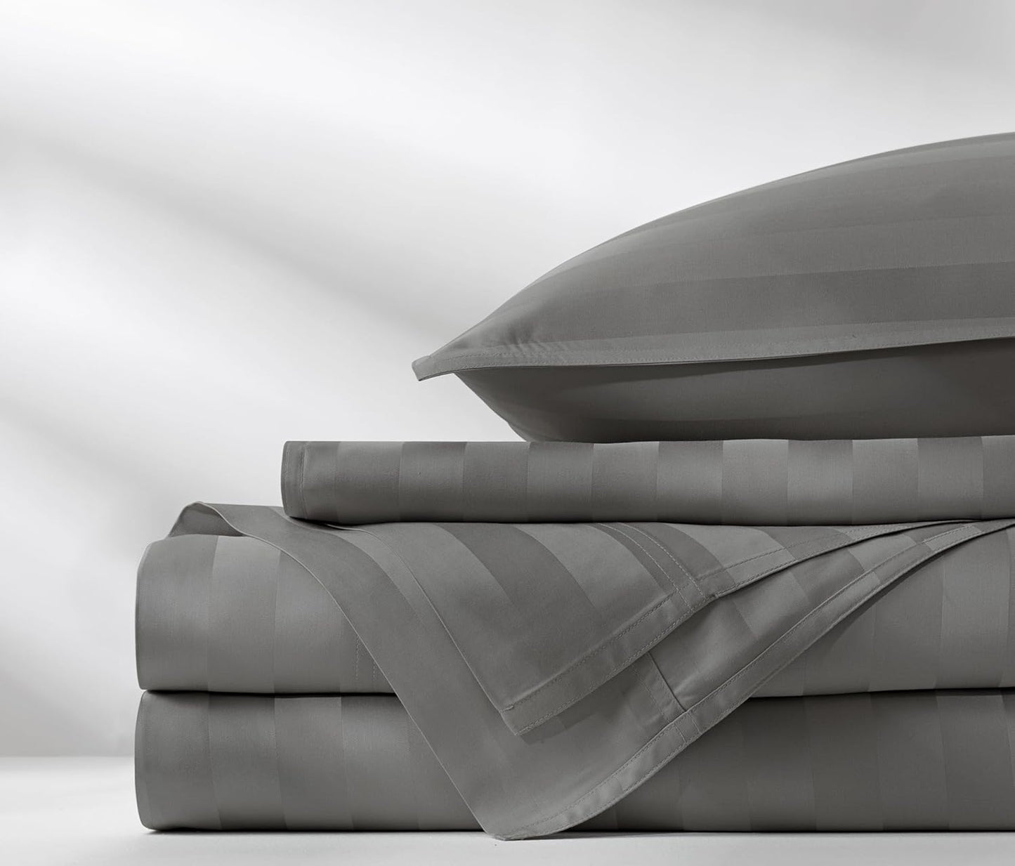 Pure Bamboo Twin Sheets - Luxuriously Soft 100% Organic Viscose Bed Sheet Set | Cooling Jacquard Stone