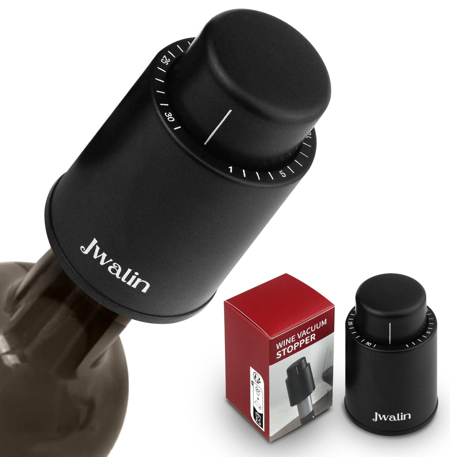 Jwalin Wine Vacuum Pump Stopper – Premium Wine Preserver with Airtight Seal, Reusable Vacuum Pump Keeps Wine Fresh, Perfect Wine Accessory Gift for Wine Lovers