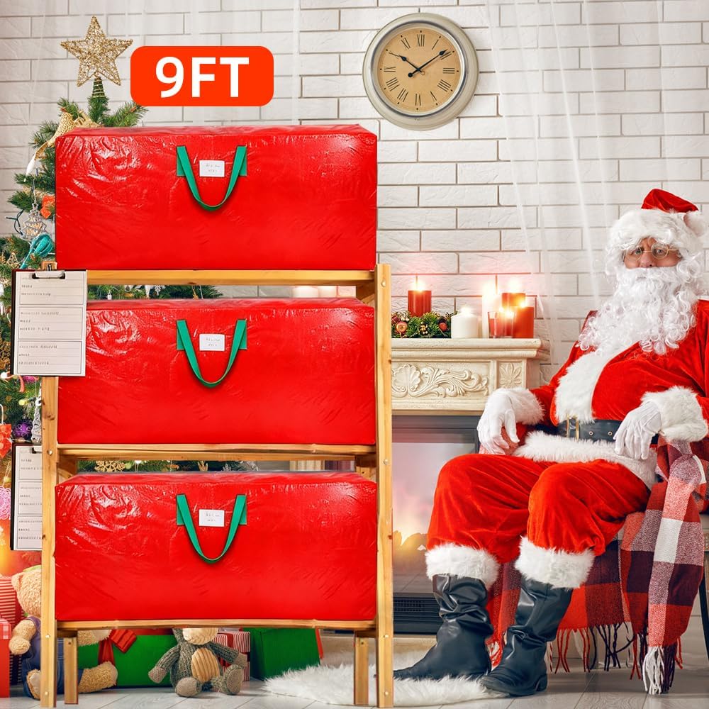 KRYSTY Christmas Tree Storage Bag - Durable Heavy-Duty Design for 9 ft Trees | Protects Against Dust & Moisture - Red