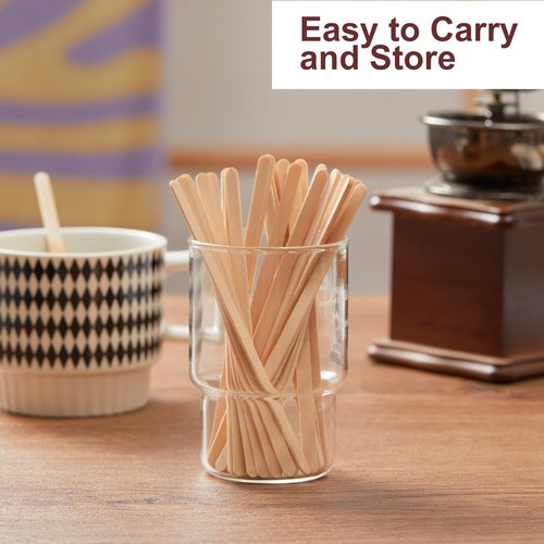 HLSN Wooden Coffee Stirrers, Thick Birch 5.5 Inches 1000PCS Disposable Coffee Stirrers Stir Sticks for Coffee & Cocktails, Natural Birch Biodegradabl Food Grade Stir Sticks for Coffee Bar