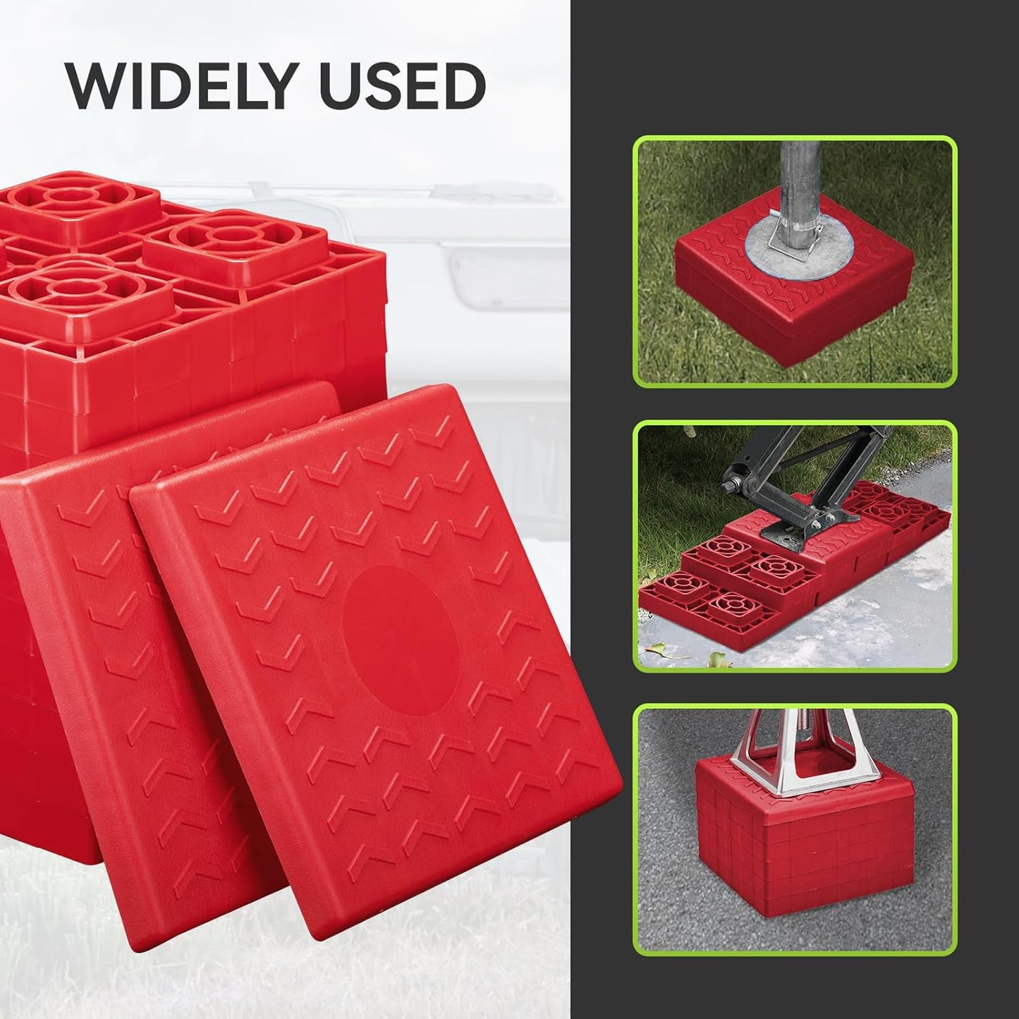 RVMATE RV Leveling Blocks - Heavy Duty 12 Pack for Stable Trailer Support | Red Color