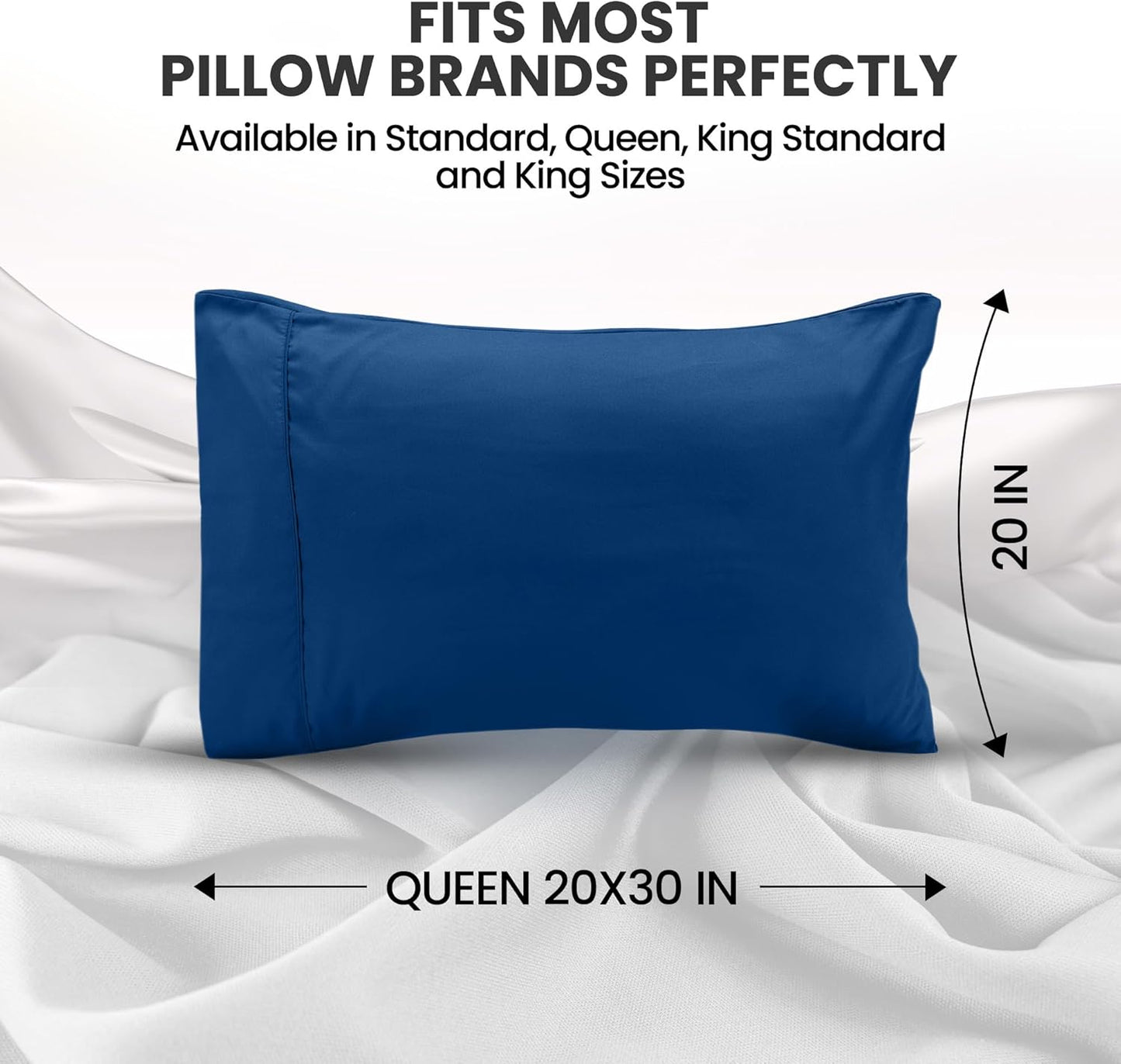 Utopia Bedding Queen Pillow Cases - Soft Brushed Microfiber - 2 Pack, 20 x 30 Inches | Dusk Blue