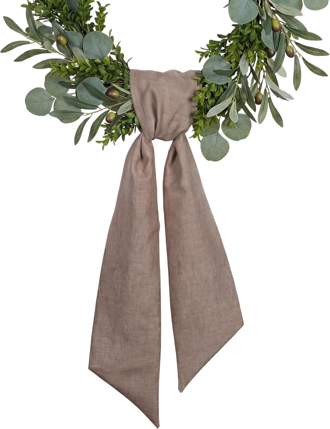 YKW Brown Wreath Sash - 55"x5" Linen Look Blank Ribbon for DIY Embroidery & Monogram Decor