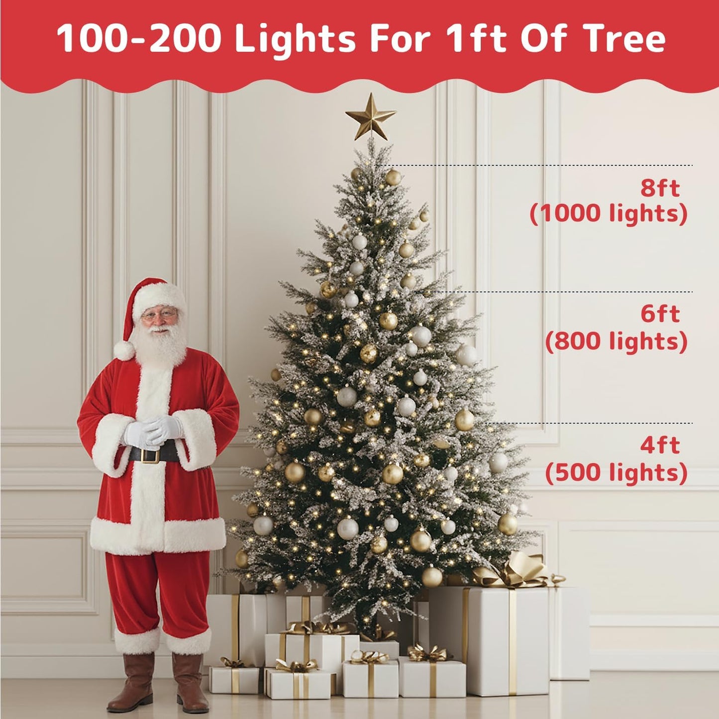 PREXTEX 100 Count Clear Christmas Lights - 20 ft Ultra Bright String Lights for Indoor/Outdoor Use