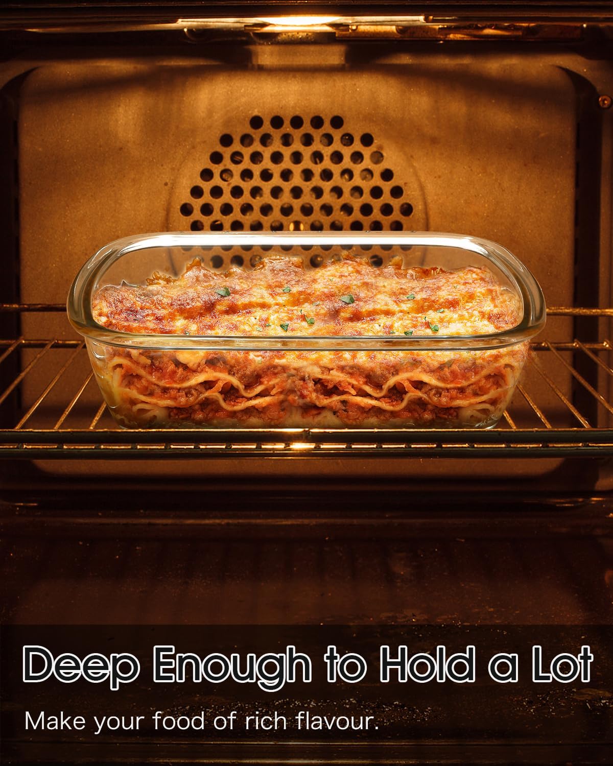 NUTRIUPS Tempered Glass Baking Dish with Lid - One Serving Food Bakeware, 1.25L Clear Pan