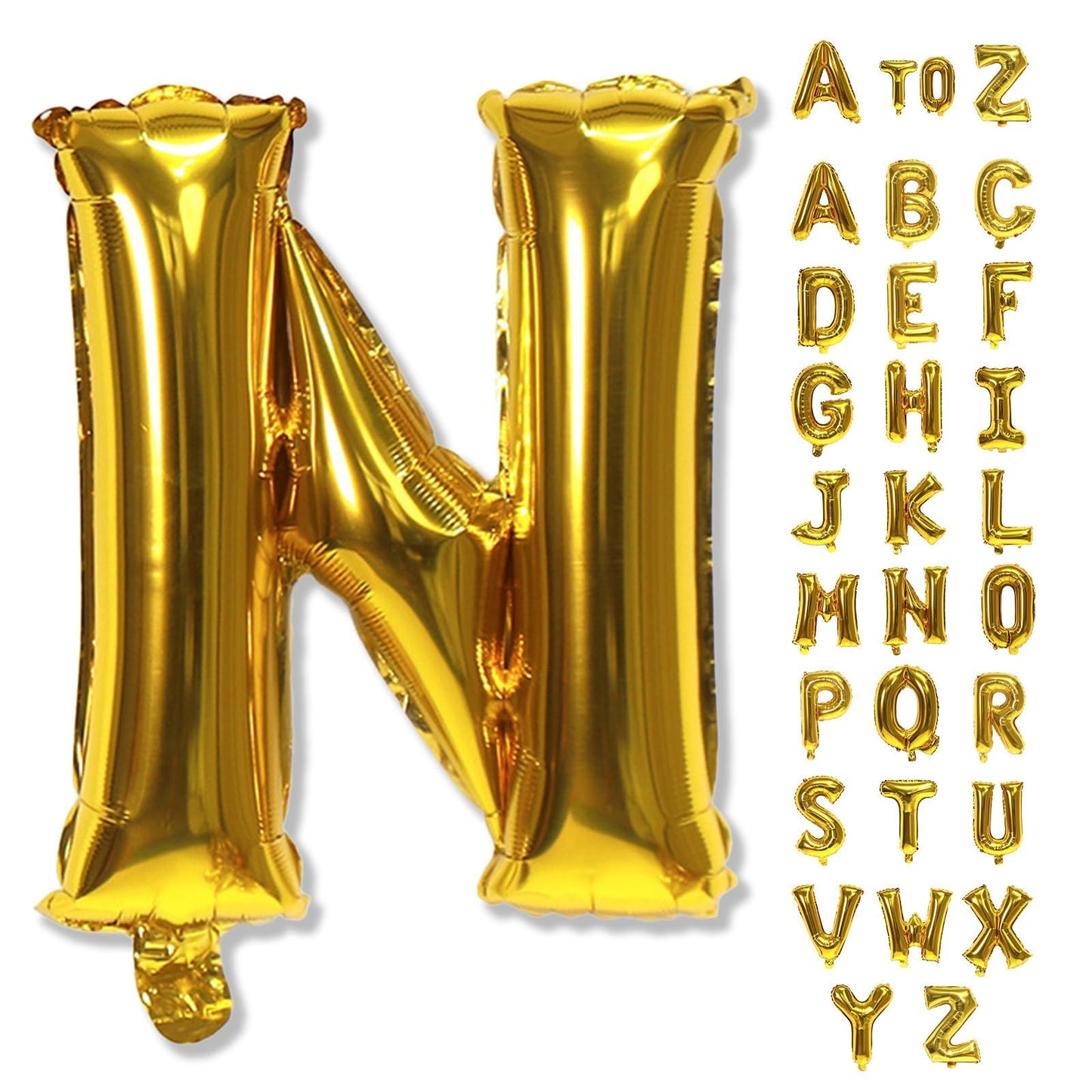 40 Inch Gold Alphabet Balloons - Large Self-Inflating Custom Letter N Decor for Name Words - Helium Foil for Men Birthday Party Anniversary Decorations Supplies