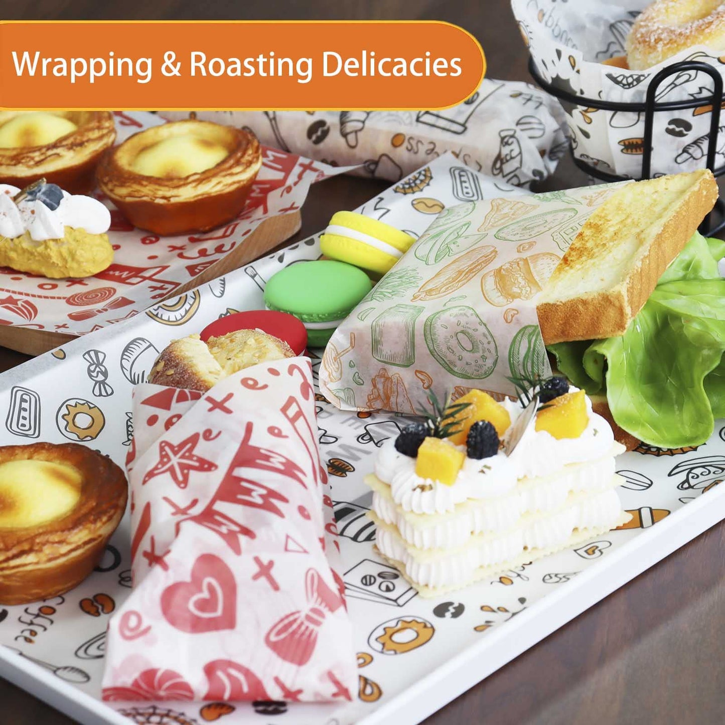 300pcs Deli Paper Sheets 11''x15'', Wax Paper Sheets for Food, Grease Resistant Sandwich Wrapping Paper, Premium Food Basket Liners for Bakery, BBQ, Picnic, Home Party, Festival and Outdoors