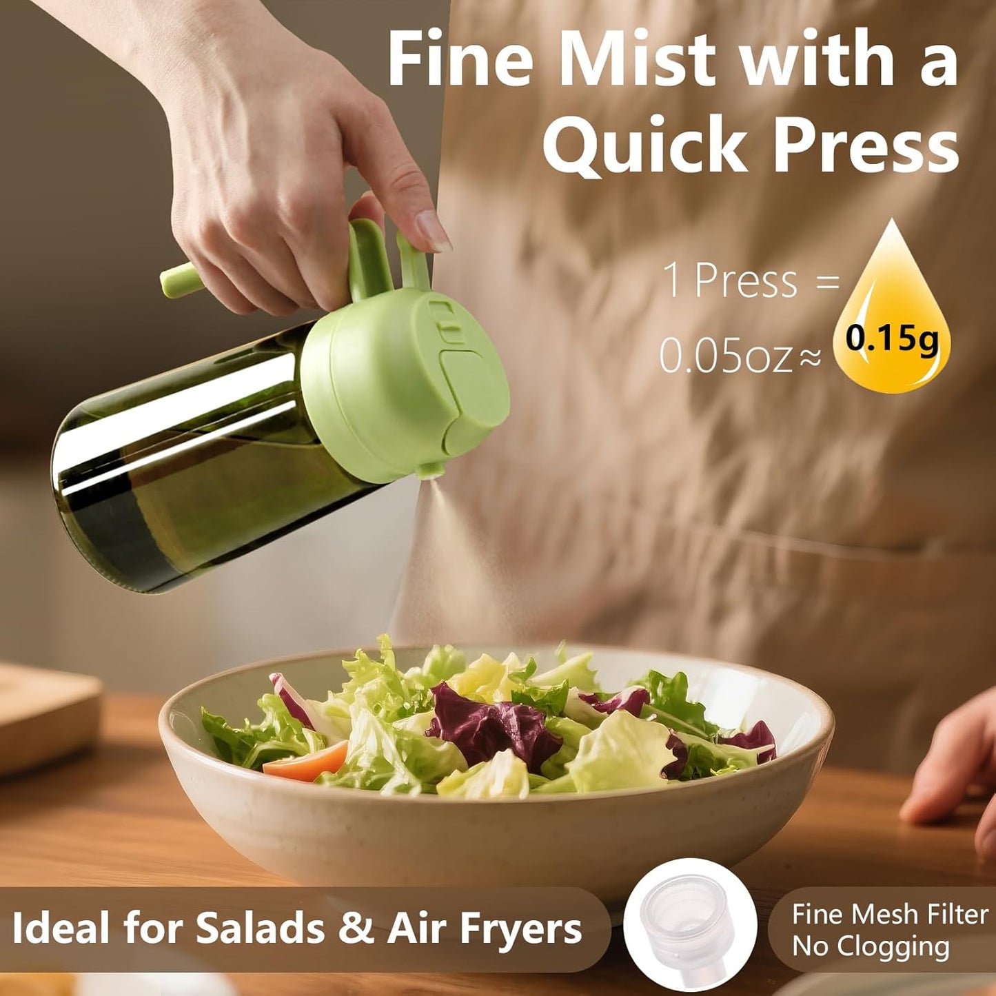 Sweet View Olive Oil Dispenser & Sprayer - 16oz Light-Proof Glass Pourer for Cooking & BBQ