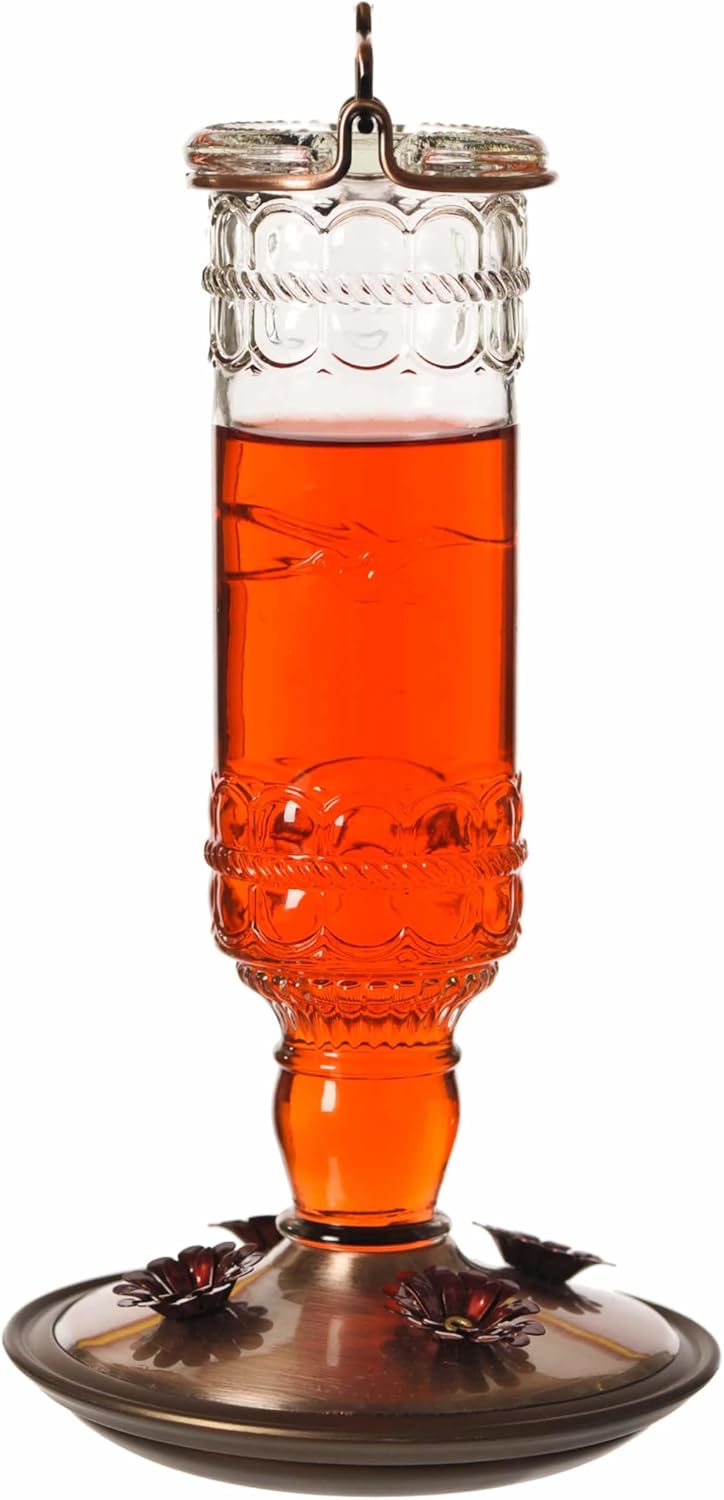 Perky-Pet Hummingbird Feeder - Antique Glass Bottle Design | 10 Fl Oz Nectar Capacity - Durable Outdoor Décor