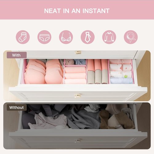 Criusia Drawer Organizer - 10 Pack Foldable Storage Dividers for Baby Clothes & Underwear | Pink