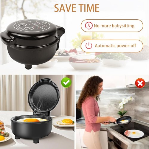 Hyvance Smart Fried Egg Cooker - Automatic Maker for 6 Styles, Non-Stick, Auto Power Off | Black