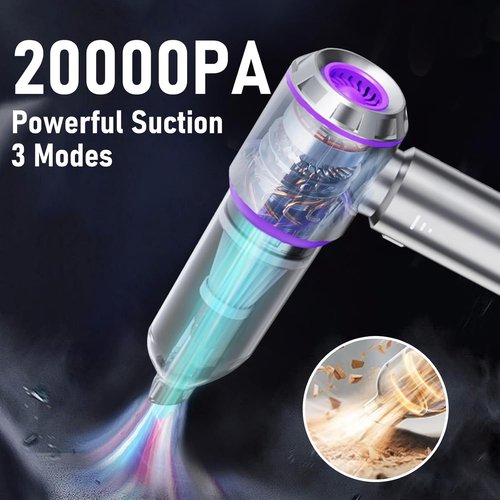 Houscly Car Vacuum - Portable Cordless 20000PA High Power 4-in-1 Handheld Cleaner | Ideal for Home & Travel