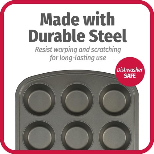 GoodCook Everyday Nonstick Steel Muffin Pan, 12 cup, Gray