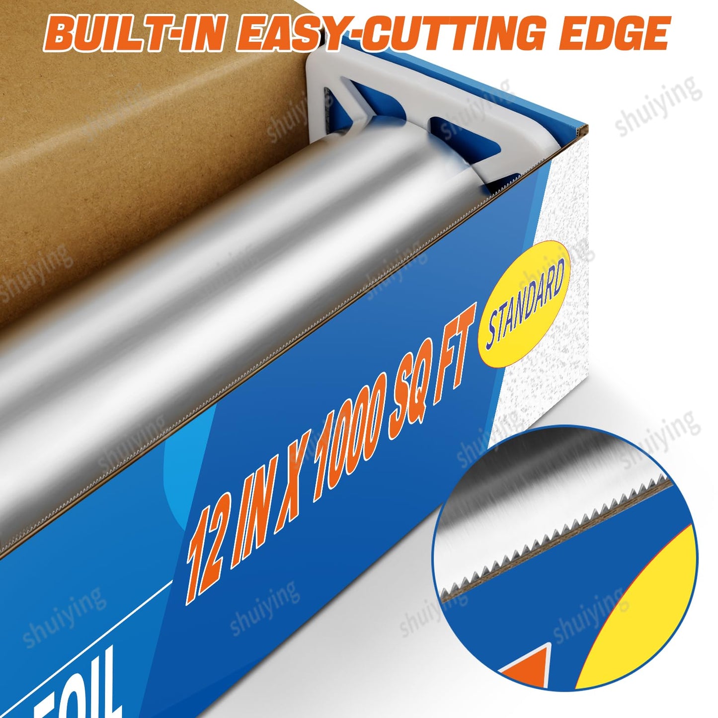 Miktomeh Standard Aluminum Foil 12" x 1000 Sq Ft - for Grilling, Baking & Cooking, Food Storage & Preservation, Commercial Use