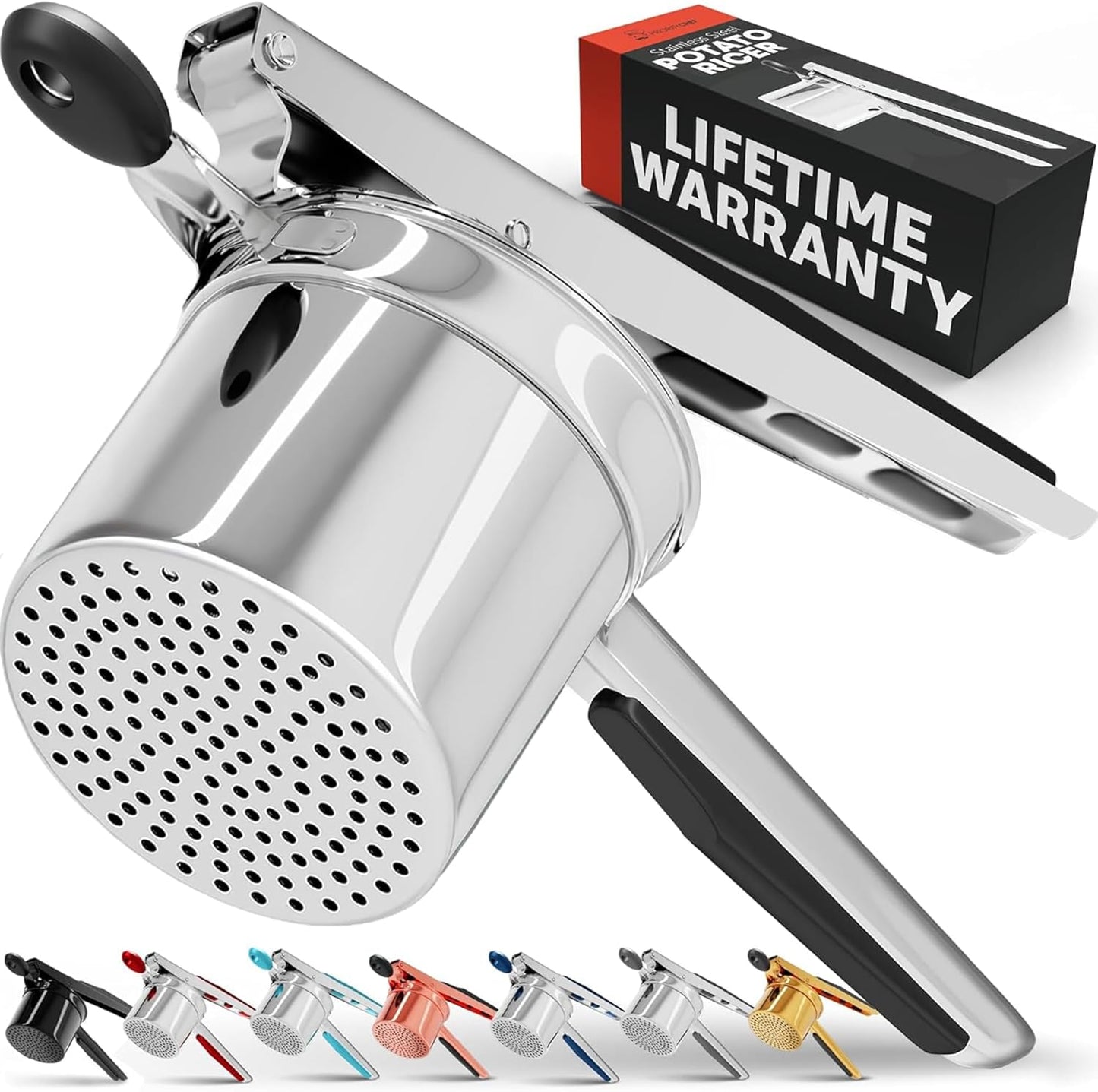 PriorityChef 15oz Potato Ricer - Heavy Duty Stainless Steel Masher for Perfect Mashed Potatoes