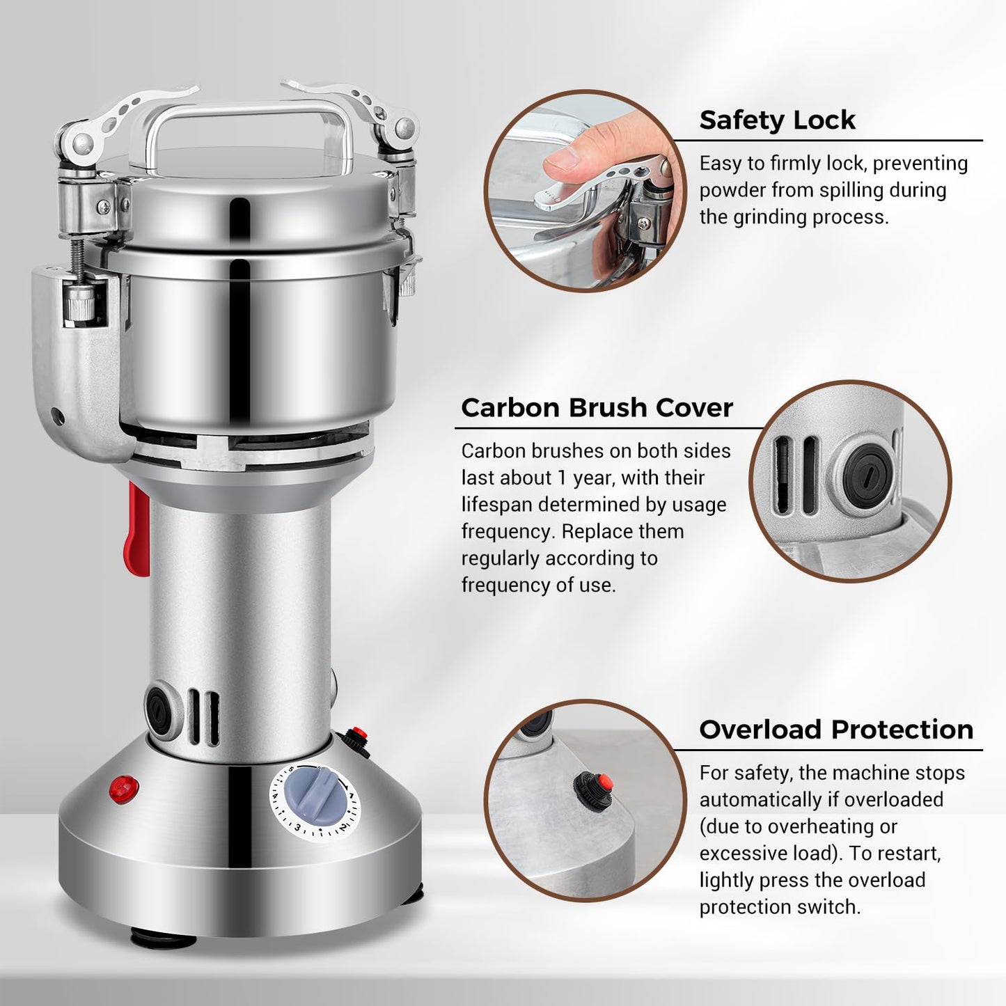 LEEVOT Grain Mill 300g Commercial Spice Grinder Electric 1200W Stainless Steel Pulverizer Dry Grinders for Grinding Wheat, Oats, Corn, Pepper, and Coffee Beans – Grinder for Kitchen.