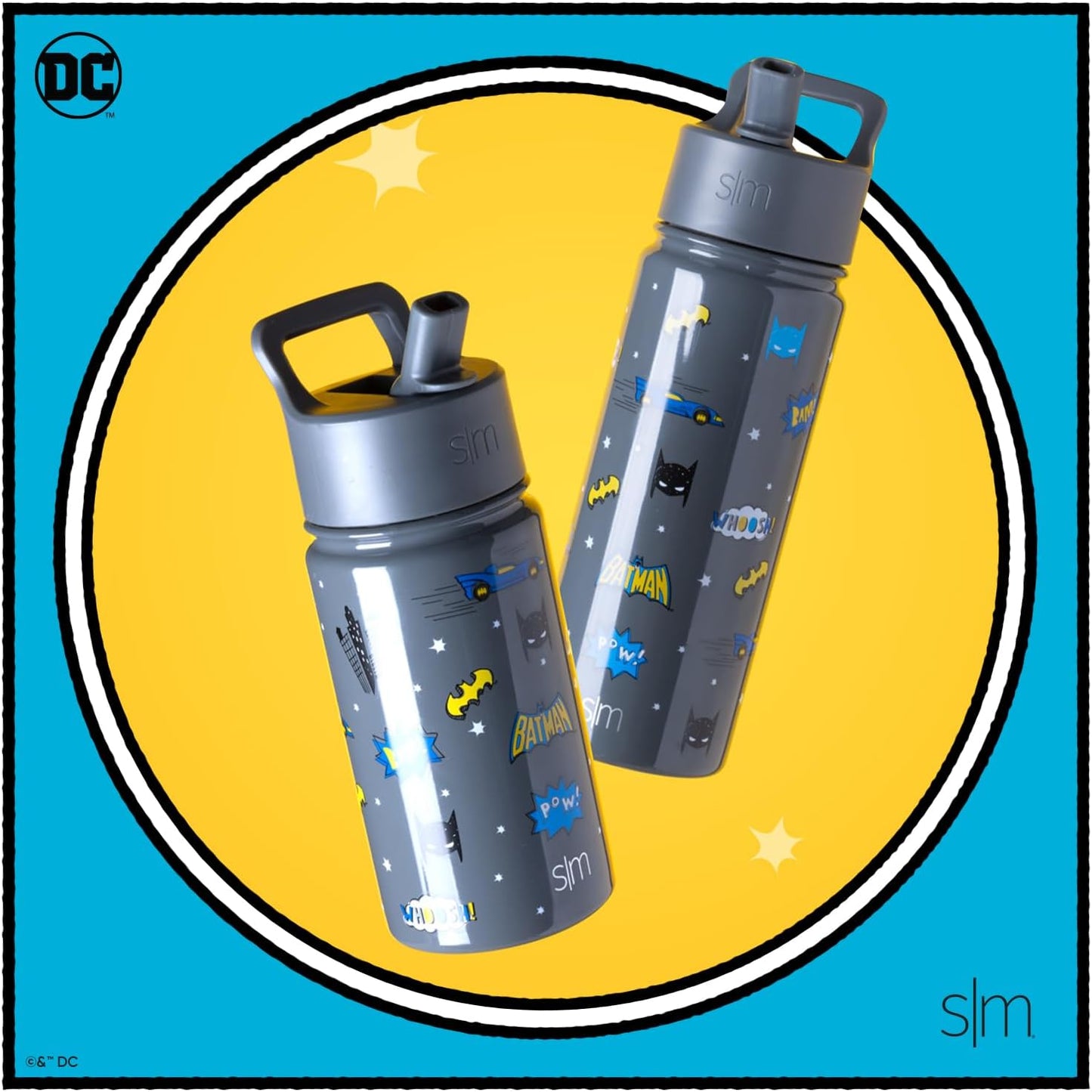 Simple Modern Kids Summit Water Bottle - Batman 18oz Insulated Stainless Steel Cup with Straw Lid