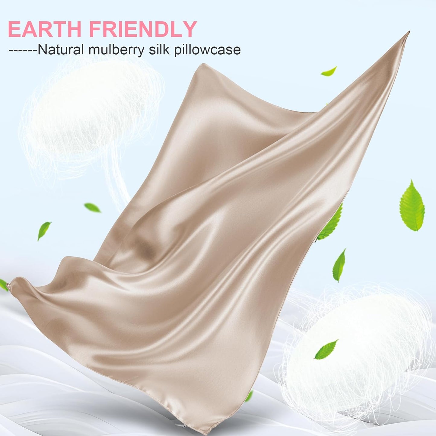 Skiennix Mulberry Silk Pillowcase - Standard Size, Hidden Zipper, Breathable & Cooling, Champagne
