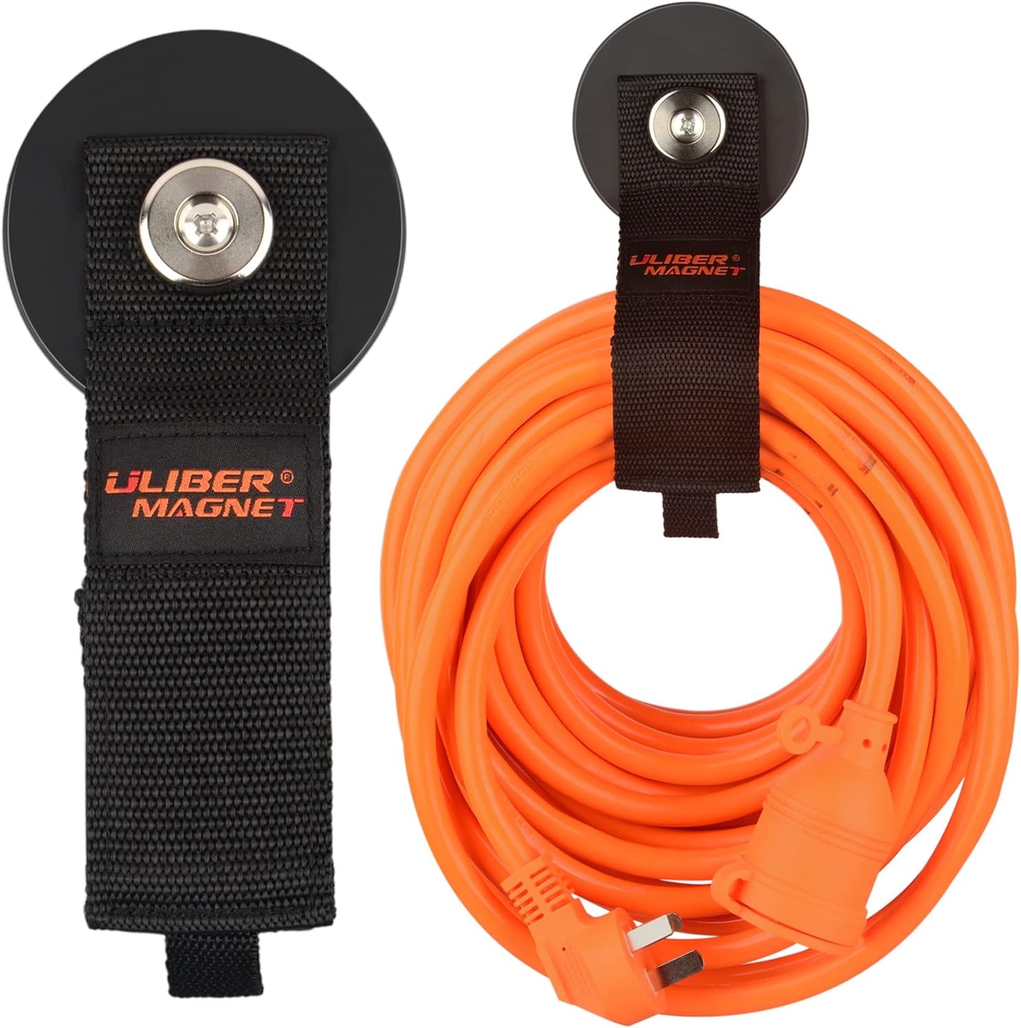 ULIBERMAGNET Heavy Duty Magnetic Hooks - Strong Storage Solution for Cords, Tools & More | 2 Pack, 3.46 Inch