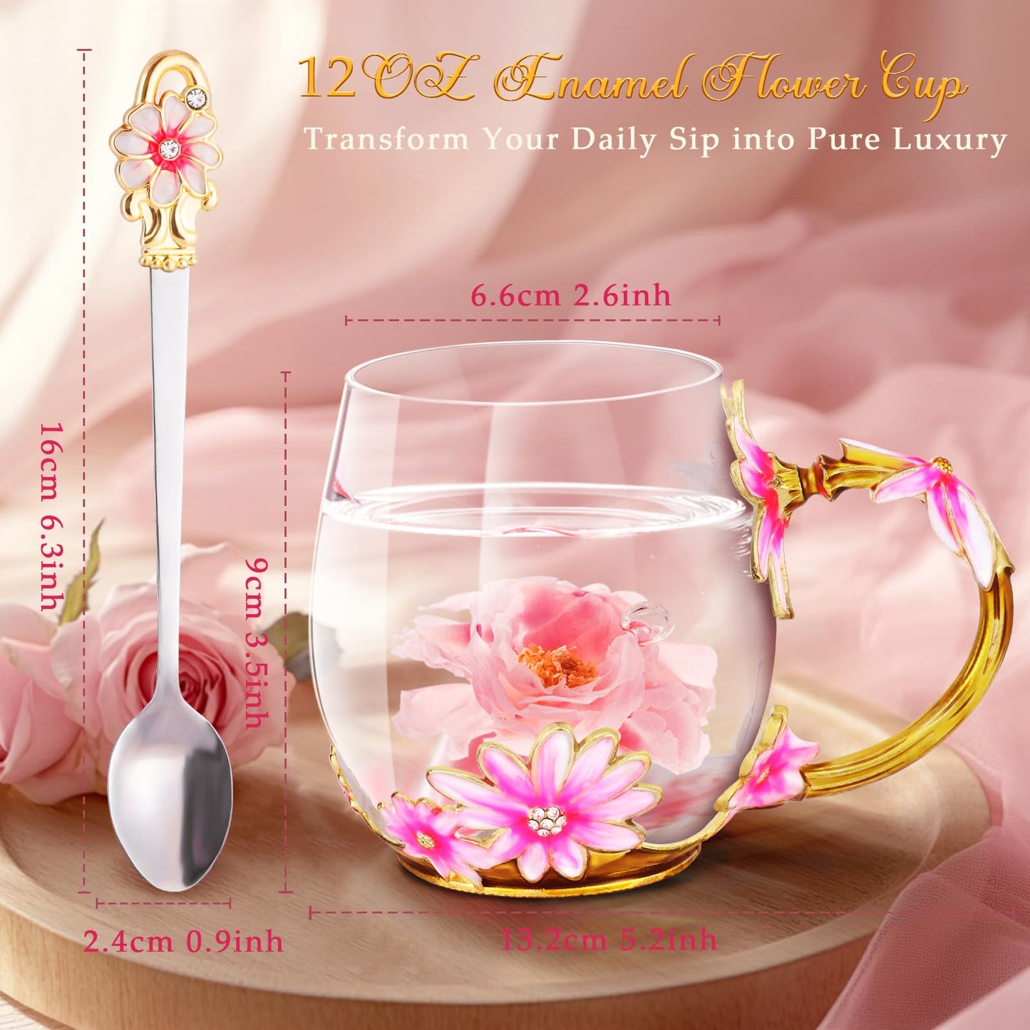 Women Glass Tea Coffee Pretty Cup Set Cute Mug Christmas Xmas Birthday Gift Ideas New Step Bonus Mom Daughter Son Law Unique Who Have Everything Want Nothing Good Special Busy Useful Adult Present