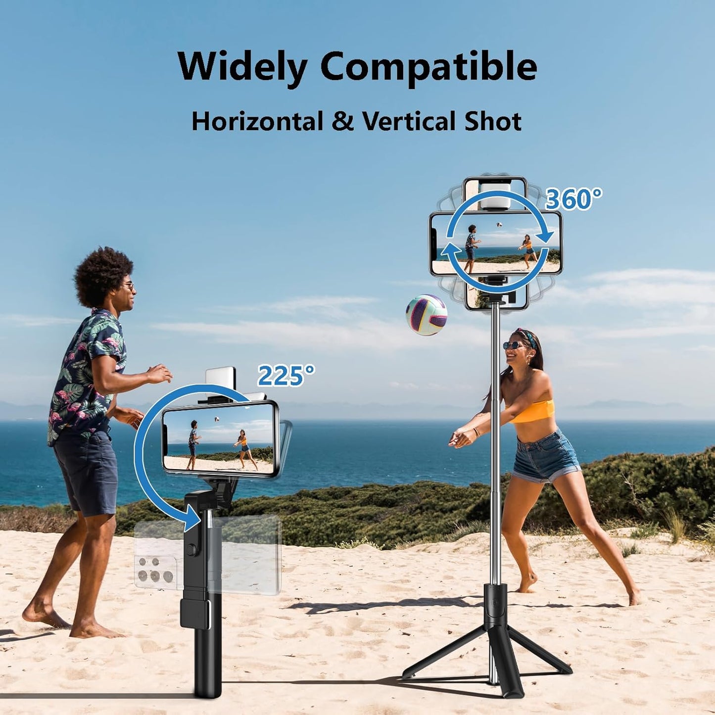 Skiennix Selfie Stick - 40-Inch Retractable Tripod with Wireless Remote & Light | Portable for Photography & Streaming