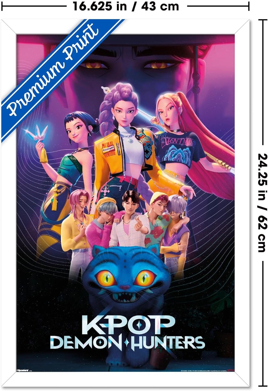Netflix KPop Demon Hunters Wall Poster - Framed 22.4L x 14.7W, Perfect for Fans
