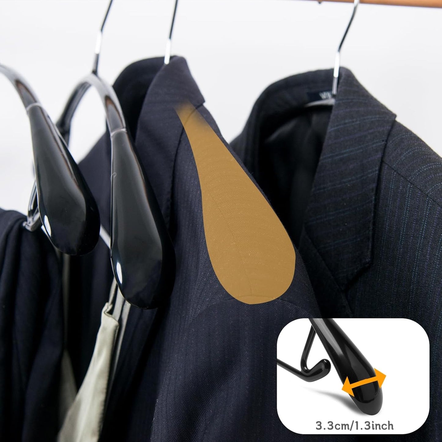Nature Smile Non-Slip PVC Coating Hangers - Wide Shoulder Design for Suits & T-Shirts | Black, 10-Pack