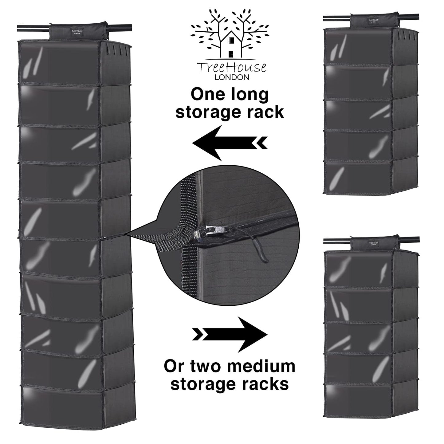 TreeHouse London XL Fedora Hat Rack with Dust Cover - Closet Hanging Cap Organizer - Pack of 2 Cowboy Hat Holder - Storage Shelf Organizer for Men & Women - For Bowler & Wide Brim Hats, Dustproof