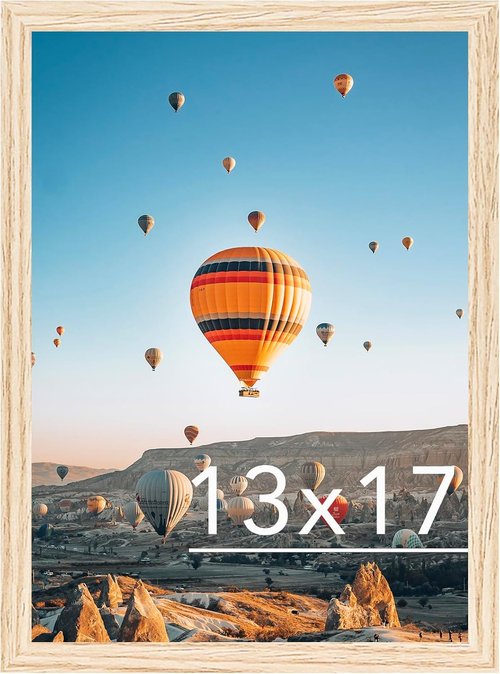 JCJMY 13x17 Picture Frame - Wall Mounting Versatile Design | Shatter-Resistant Plexiglass, Natural Finish