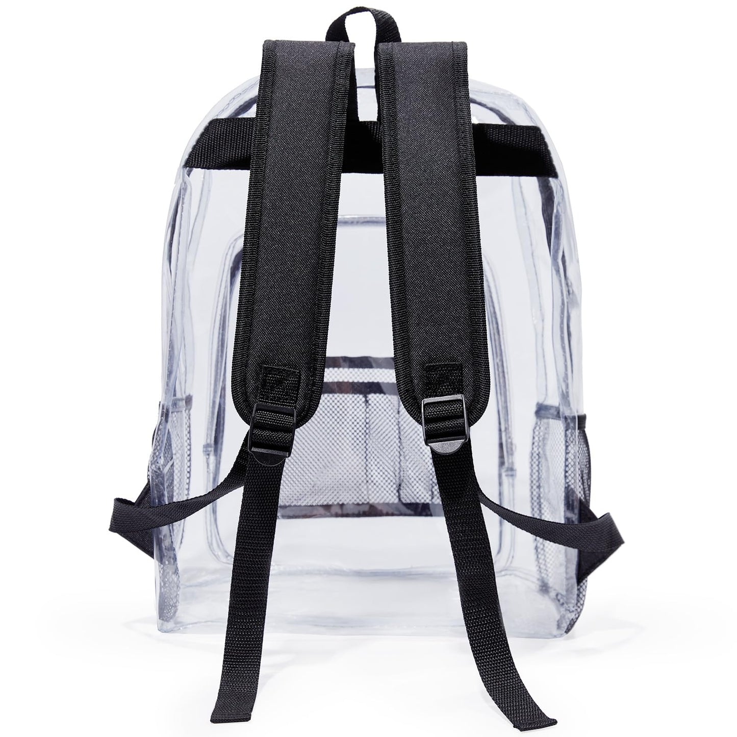 Jusdot Clear Backpack, Transparent Backpack Heavy Duty PVC See Through Backpacks Clear Bag for School, Workplace, Black