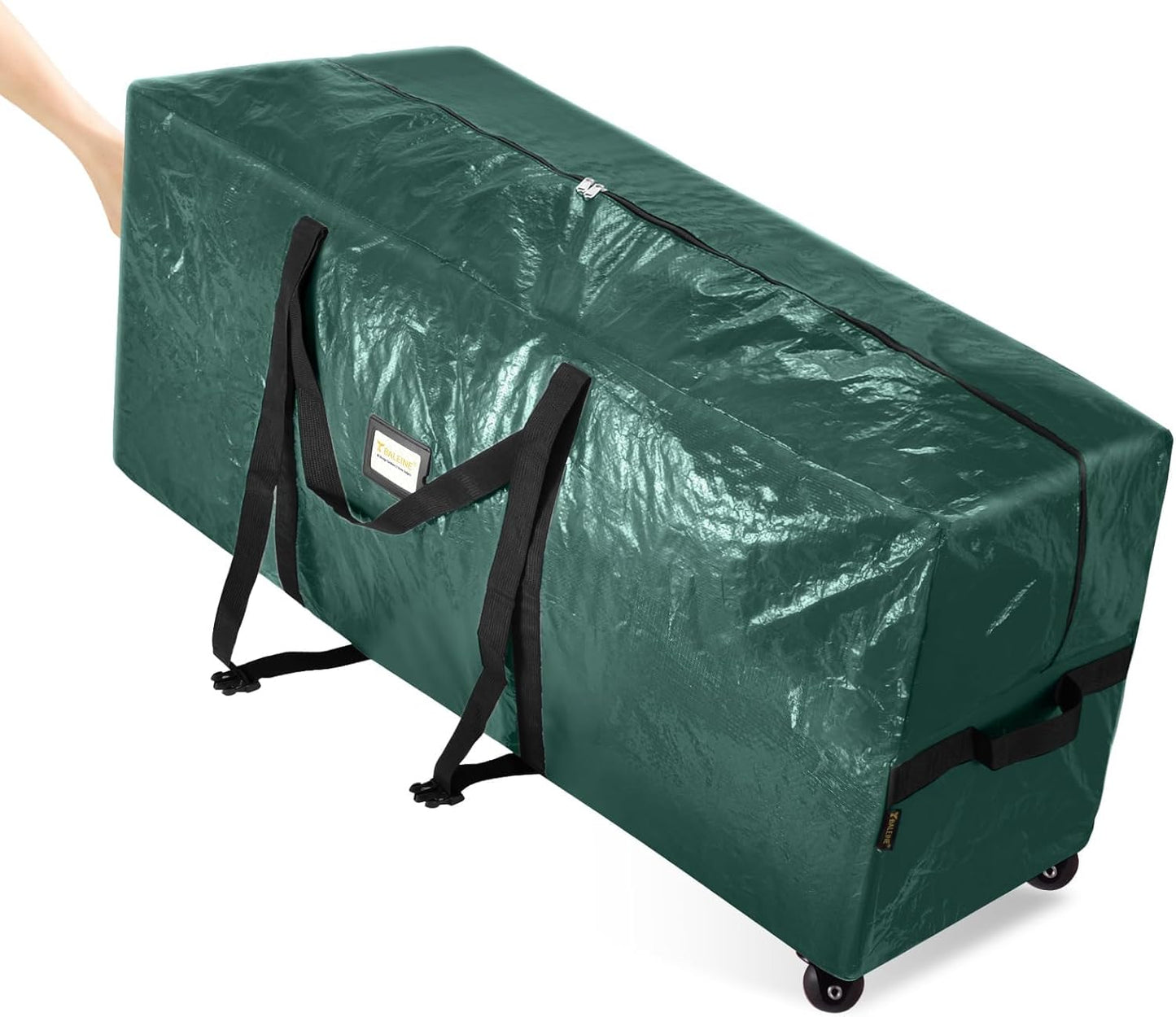 BALEINE 7.5 ft Heavy-Duty Christmas Tree Storage Bag - Extra Large with 2 Swivel Wheels & Reinforced Handles | Green
