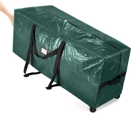 BALEINE 7.5 ft Heavy-Duty Christmas Tree Storage Bag - Extra Large with 2 Swivel Wheels & Reinforced Handles | Green