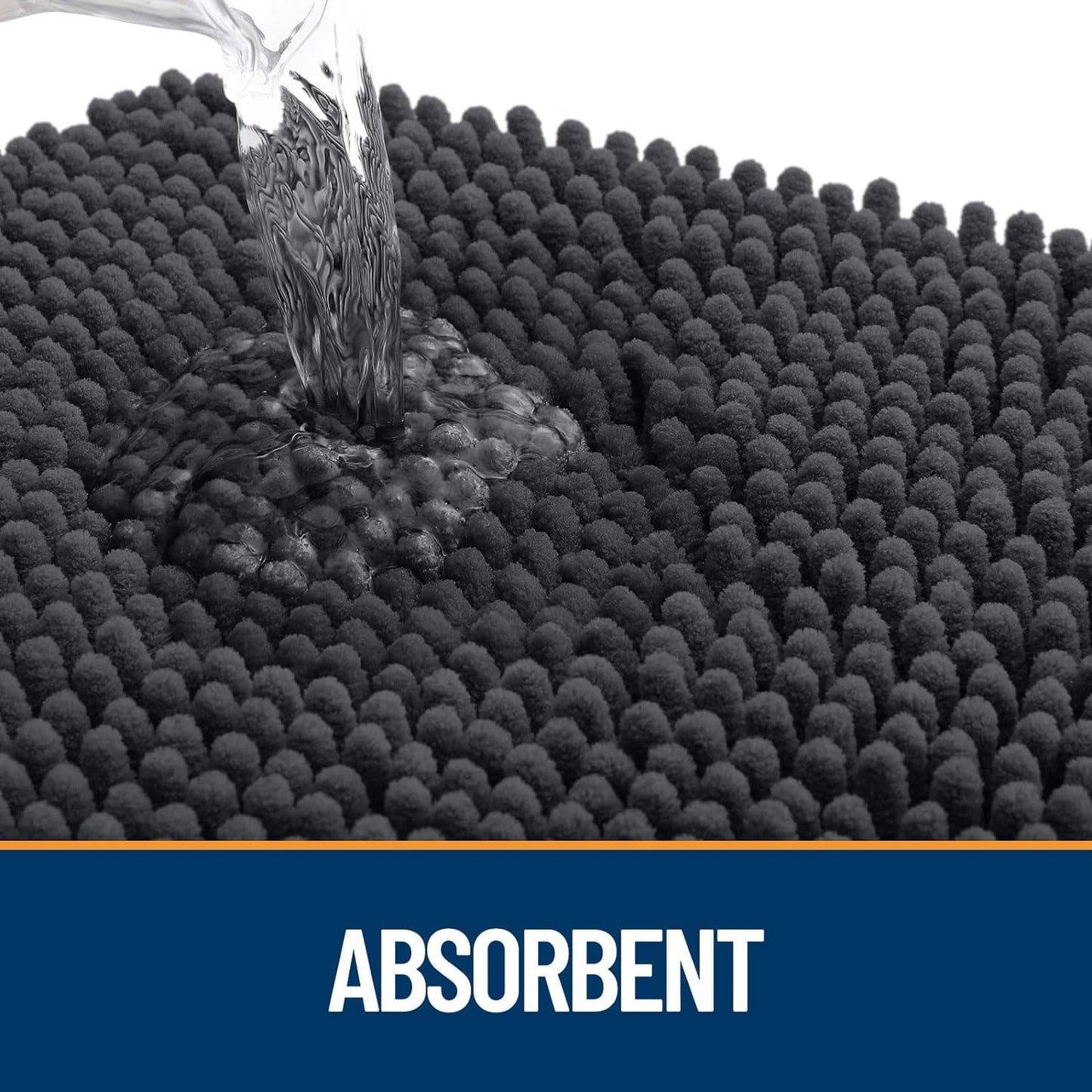OLANLY Dog Door Mat - Absorbent Non-Slip Chenille for Muddy Paws | 30x17 Dark Grey Quick Dry Doormat