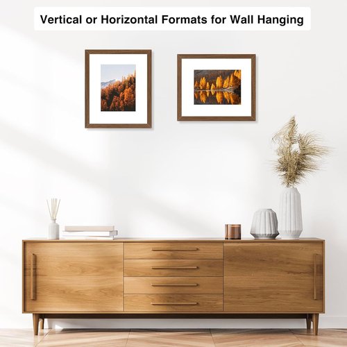 Brown 8x10 Picture Frame by [Brand Name] - Versatile Wall Hanging & Tabletop Display with 5x7 Mat