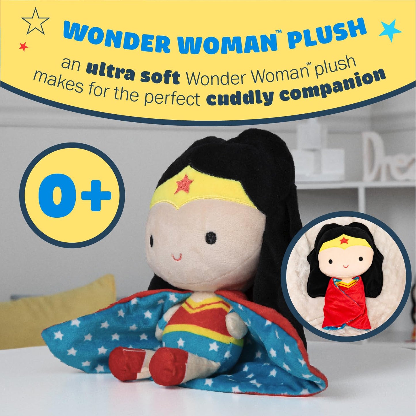 Kids Preferred DC Comics Wonder Woman Soft Huggable Stuffed Animal Cute Plush Toy for Toddler Boys and Girls, Gift for Kids, 11.5 inches