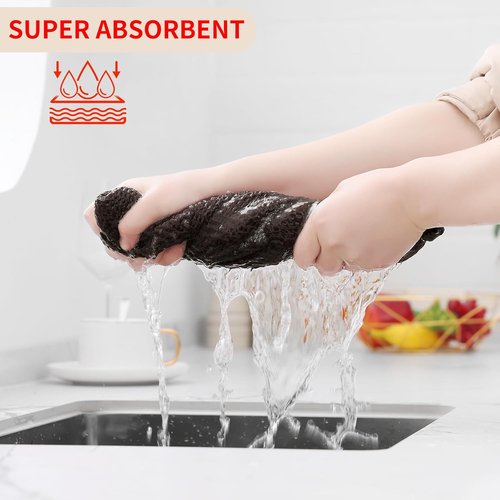 Homaxy 100% Cotton Waffle Weave Dish Towels - Ultra Soft & Absorbent, 13 x 28 Inches, 6-Pack | Dark Brown