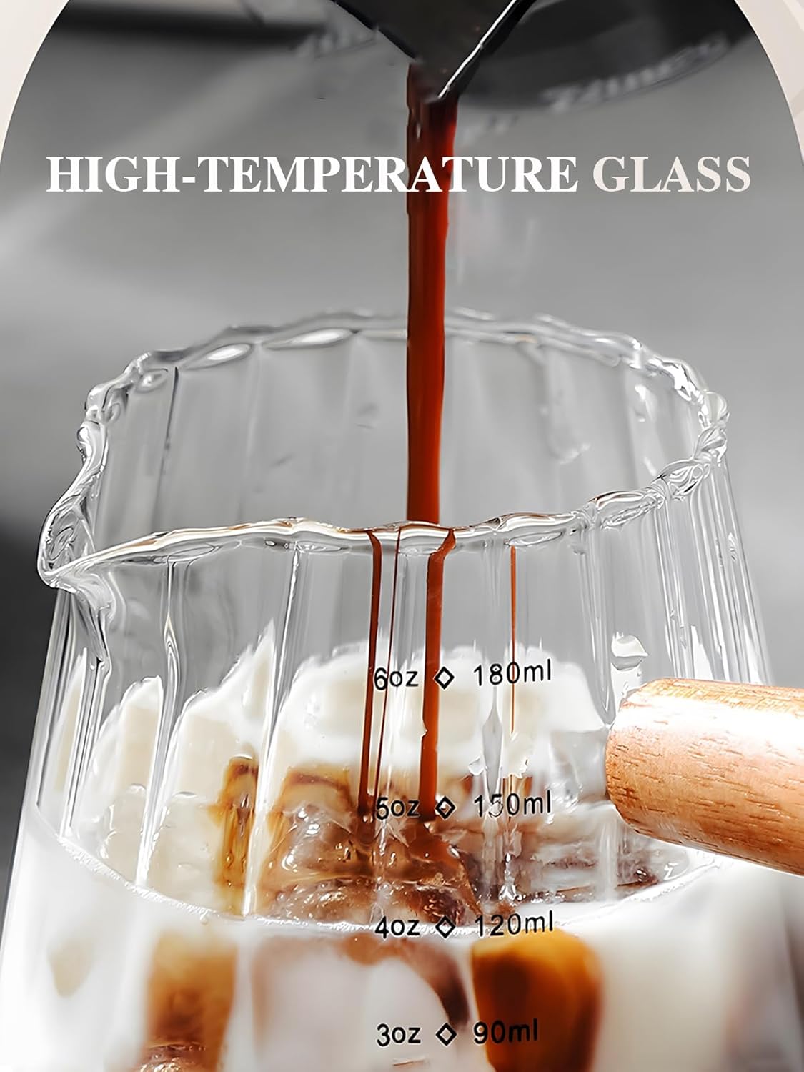 TIWPAJS Espresso Cups - 6oz V-Shaped Shot Glasses for Perfect Espresso | Includes Ribbed Frothing Pitcher & Measuring Cup