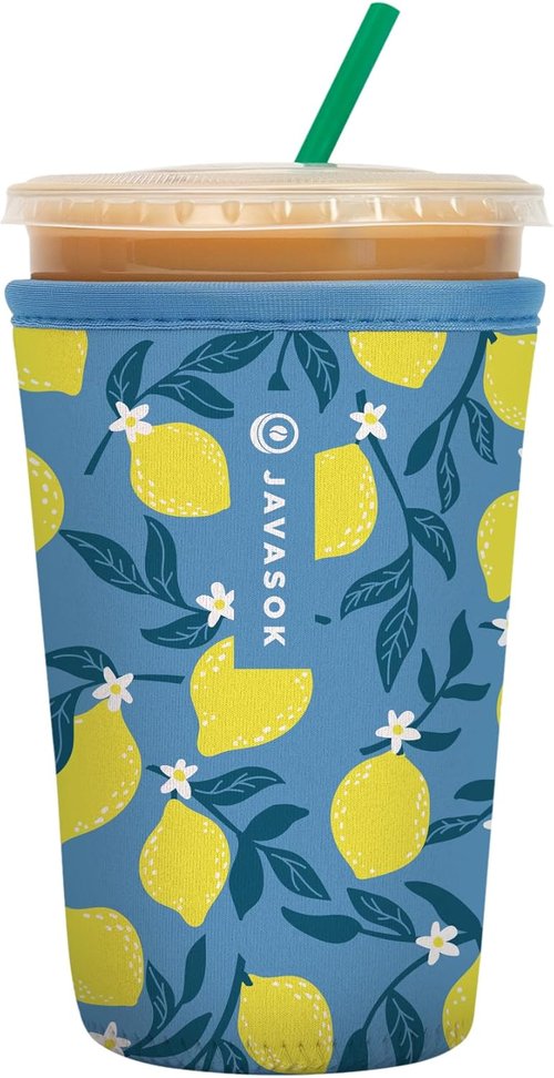 JavaSok Iced Coffee & Cold Soda Insulated Neoprene Cup Sleeve - Main Squeeze, Medium (22-28oz)