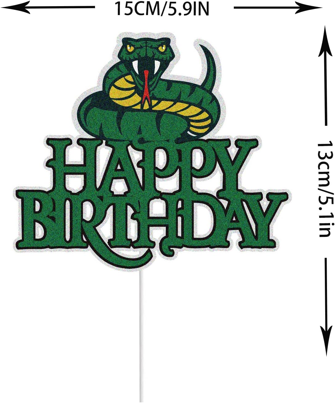 Snake Birthday Cake Topper - Green Glitter Jungle Animal Theme Decoration for Kids & Adults
